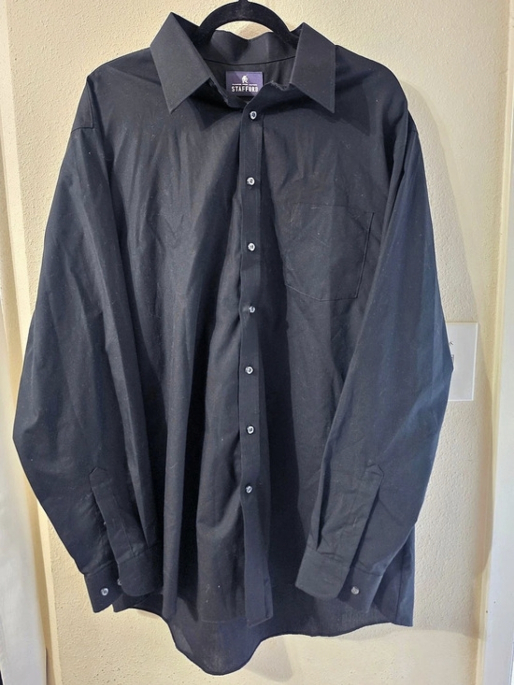 Stafford Tailored Culture Performance Super Shirt Black Button Down 18 36/37